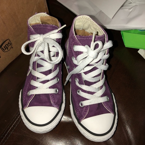 kids purple high top converse